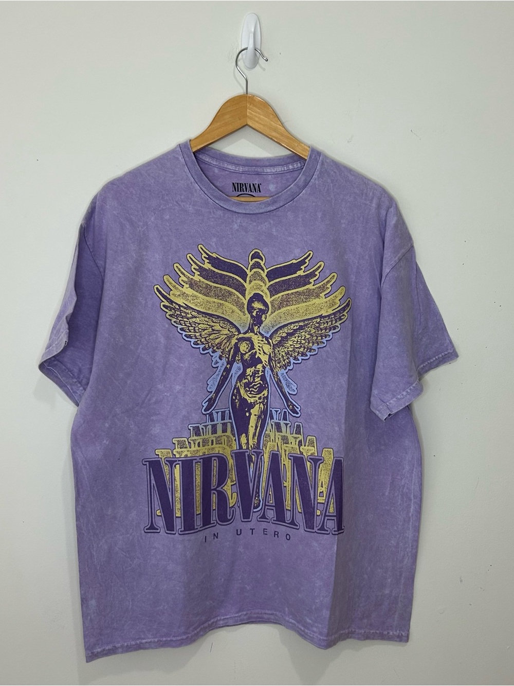 Nirvana In Utero Angel Purple Graphic T-Shirt, 100% Cotton, Size XL